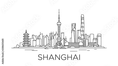 Shanghai Skyline Outline - Iconic Cityscape Drawing