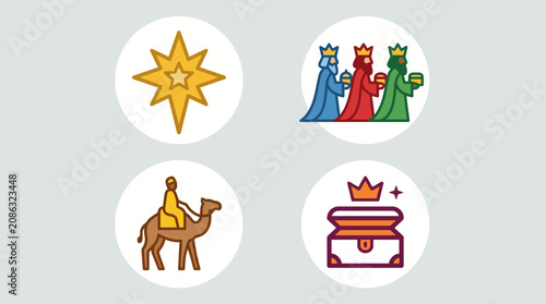 Canvastavla Epiphany Star Magi Vector Icon Set