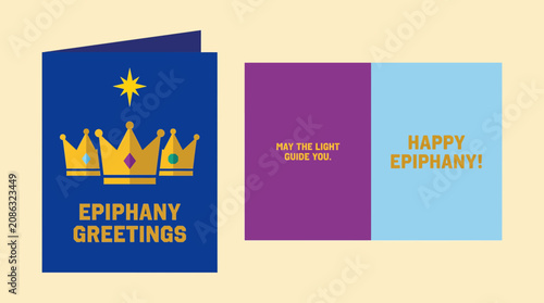 Photos Epiphany Magi Crown Vector Greeting Card