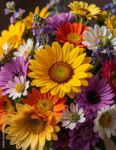 a beautiful bouquet of flowers of various colors and different kinds