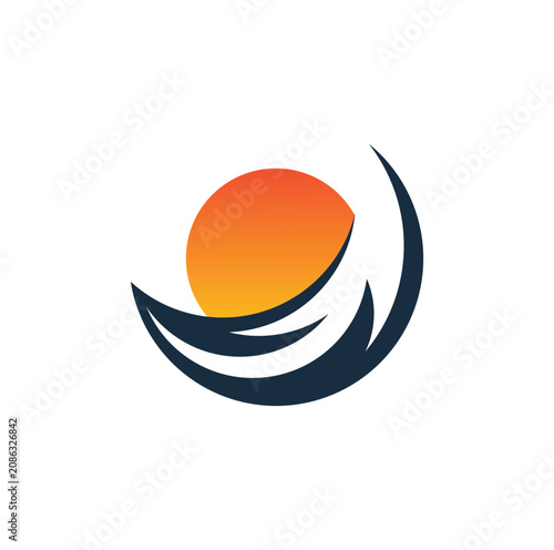 Photography Sea And Wave Logo Design template Illustration Vector