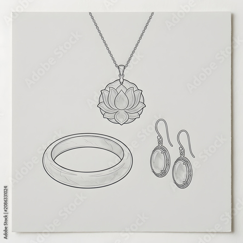 Elegant silver jewelry set with pendant and earrings.