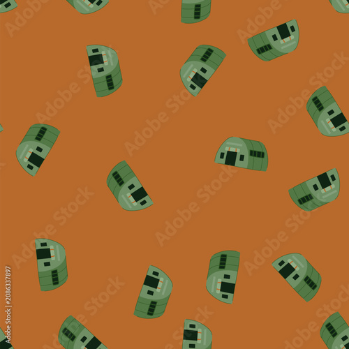 Bild auf Leinwand pattern green military tent, featuring a prominent entrance and windows, represe