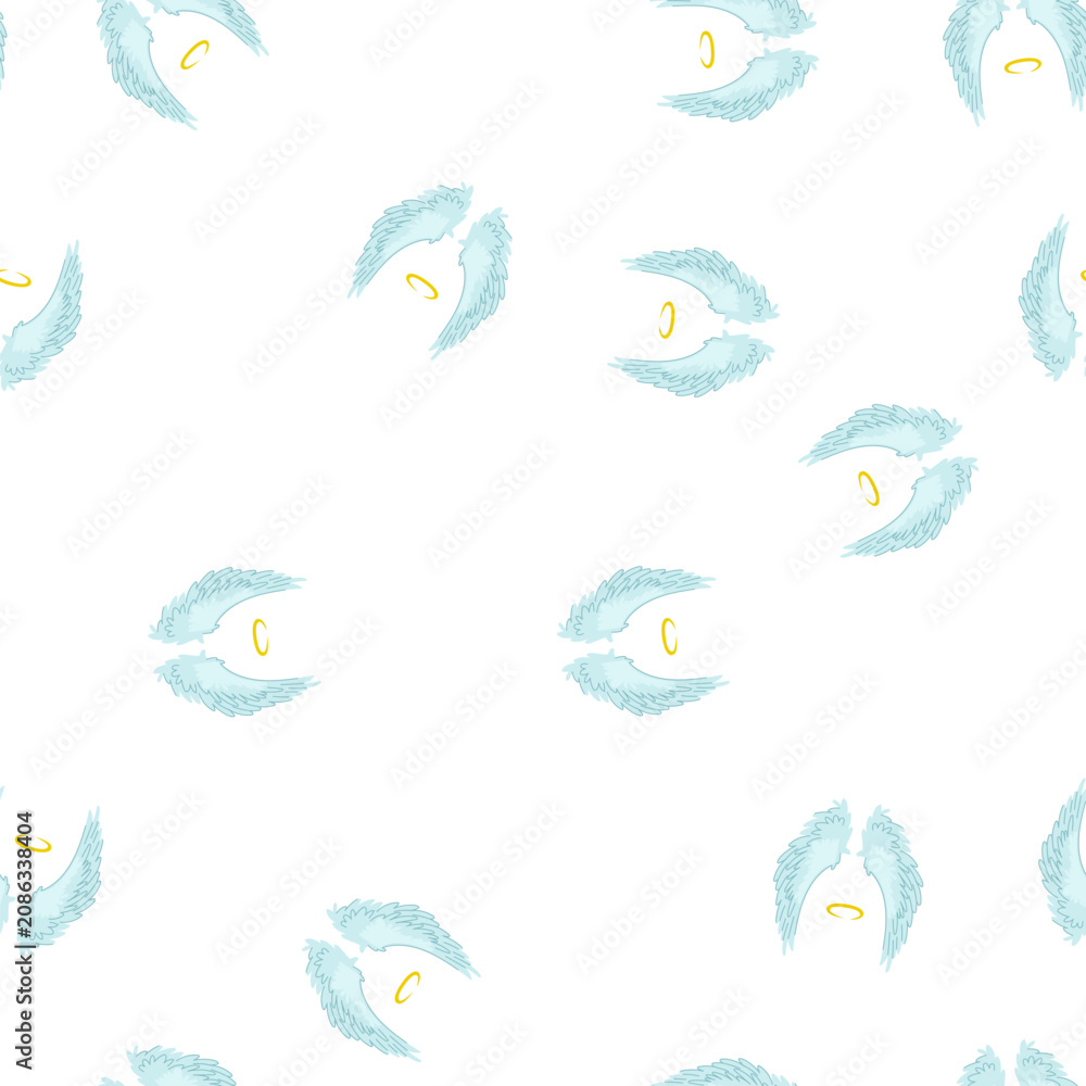 Obraz premium pattern cute wing angel cartoon. doodle object, bird render, wallpaper emblem cute wing angel sign. seamless symbol vector illustration