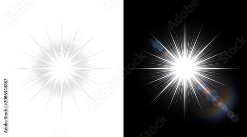 Radiant Starburst Light Effects Contrasting Bright and Soft Glow on Dark Background
