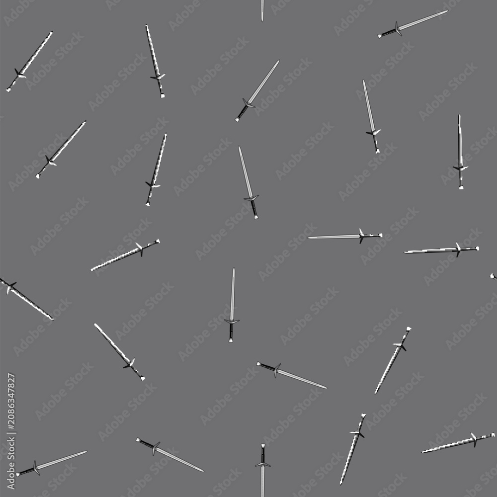 Fototapeta premium seamless pattern weapon medieval sword cartoon. battle steel, sharp knife, knight old weapon medieval sword sign vector