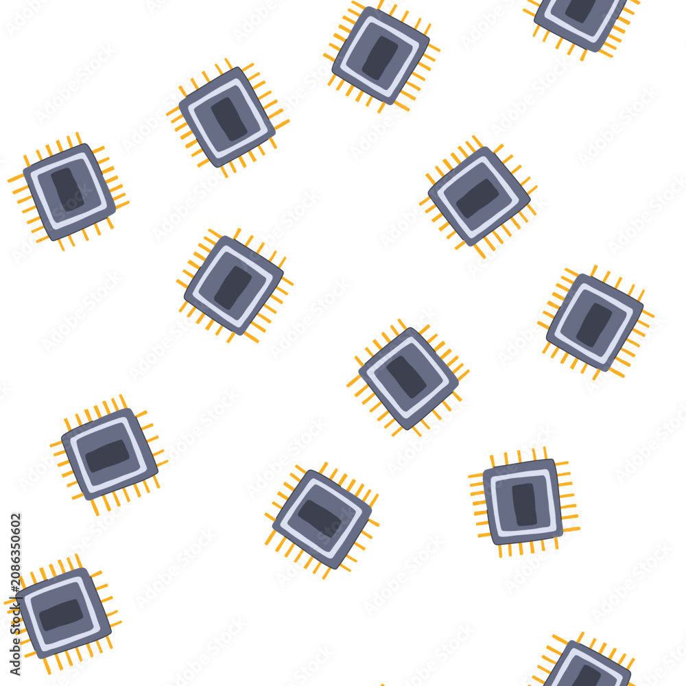 Fototapeta premium pattern nanotechnology microchip cartoon. electronics innovation, digital power, microprocessor nanochip nanotechnology microchip sign. seamless symbol vector illustration