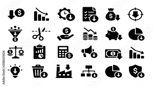 Finance and Business Analytics Line Icon Set, Accounting, Investment, Budget and Statistics Vector Collection