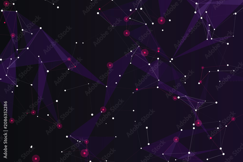 Fototapeta premium Geometric constellation network with magenta and white nodes