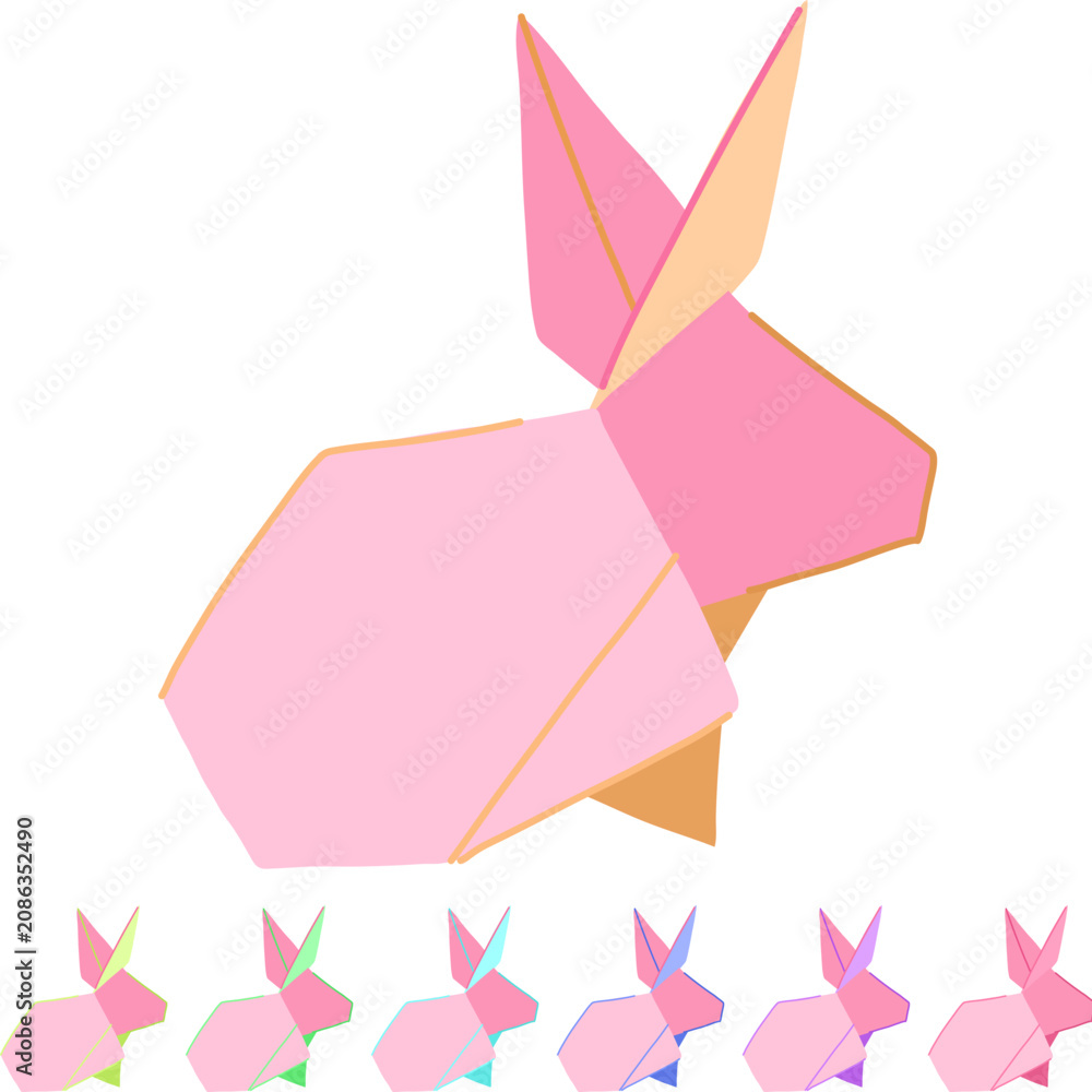 Fototapeta premium dog origami animals cartoon. fish horse, bird fox, turtle dragon dog origami animals sign vector