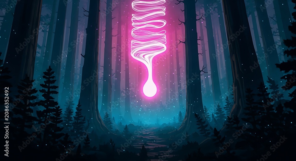 Fototapeta premium Glowing orb in a forest.