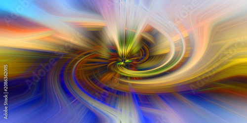 Принти на полотні Vibrant abstract swirl effect with dynamic light trails and colorful motion lines creating energetic focal point art display