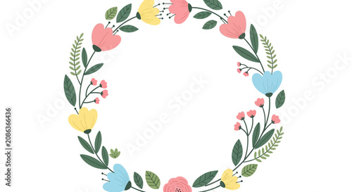 Obraz na plátně Whimsical flat vector illustration featuring a playful and imaginative scene with clean geometric shapes, minimalist design elements, and a vibrant color palette on a solid background