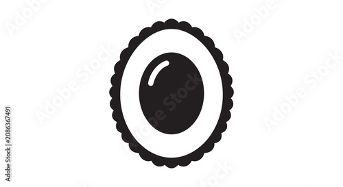Tableau sur toile Circular object with central indentation black silhouette