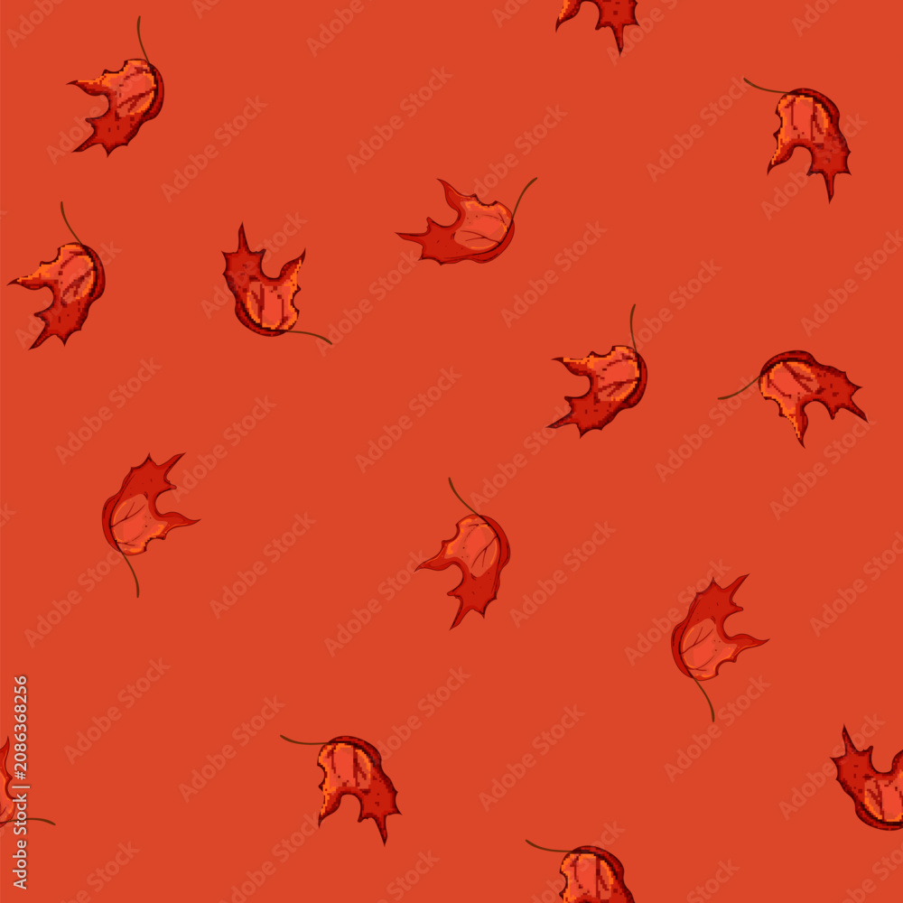 Obraz premium seamless pattern symbol maple leaf cartoon. yellow tree, foliage color, season orange symbol maple leaf sign vector