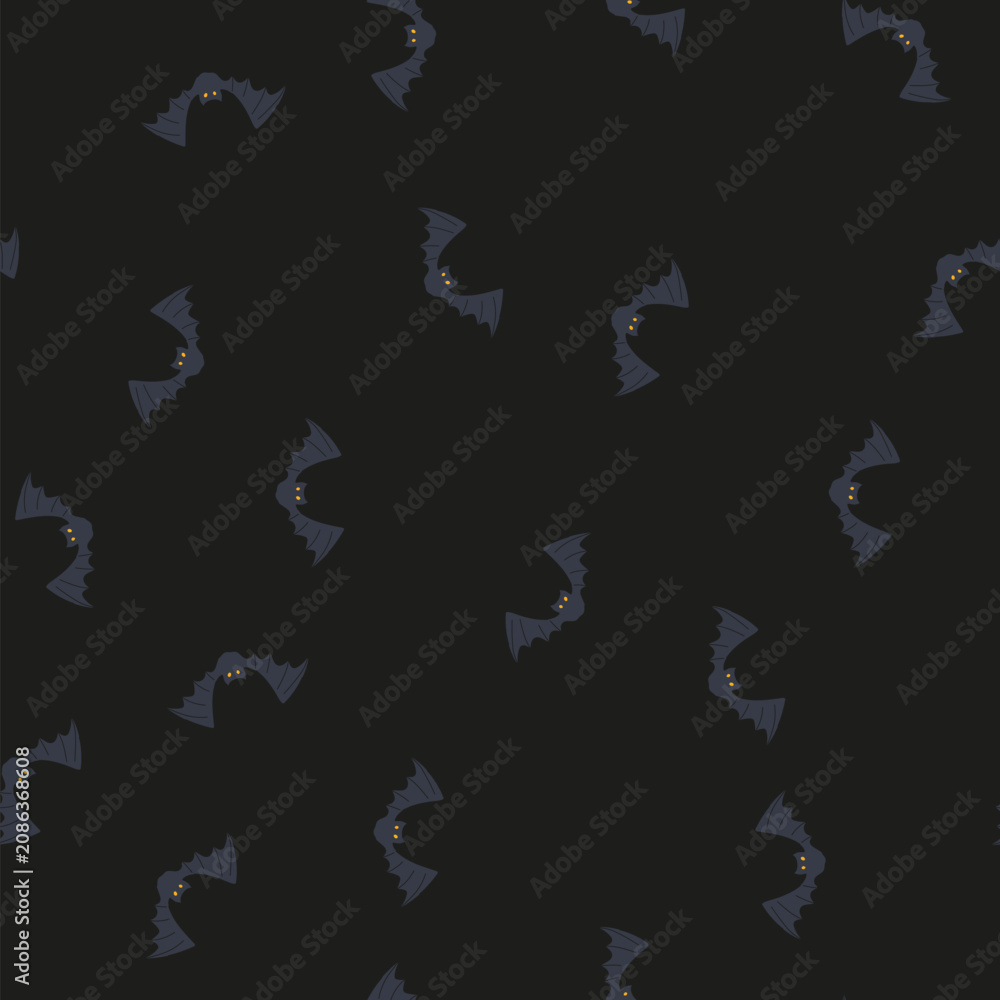 Fototapeta premium pattern wings bat halloween cartoon. darkness pumpkin, witch ghost, creepy lantern wings bat halloween sign. seamless vector illustration
