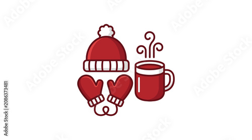 Valokuva Winter accessories and hot drink.