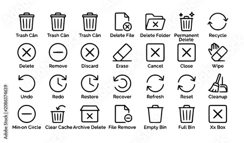Foto Editable Line Delete and Trash Icons Modern UI Vector Illustration Collection Is