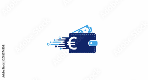 Fast digital euro wallet icon representing quick online money transfers and financial technology.