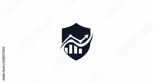 Financial growth and security shield icon representing business protection and investment success.