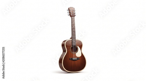 Stylized 3D render of an acoustic guitar with polished wood finish, ideal for music design and creative hobby projects