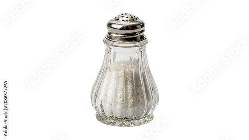 Obraz na płótnie Classic clear glass kitchen salt or pepper shaker with metallic cap isolated on