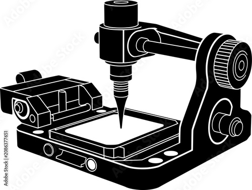 Precision engraving machine silhouette for industrial manufacturing.