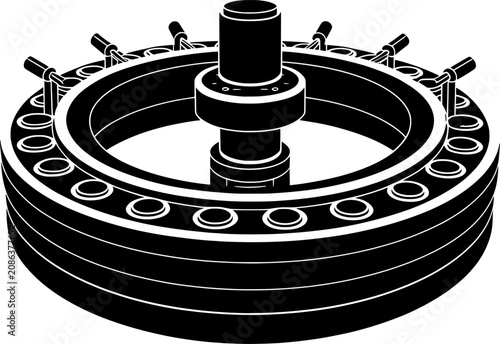 Rotary indexing table with clamps for industrial automation transparent.