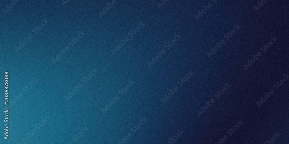 Naklejka premium Deep blue gradient background with subtle film grain texture, dark navy abstract backdrop, elegant cyan light leak for professional presentation