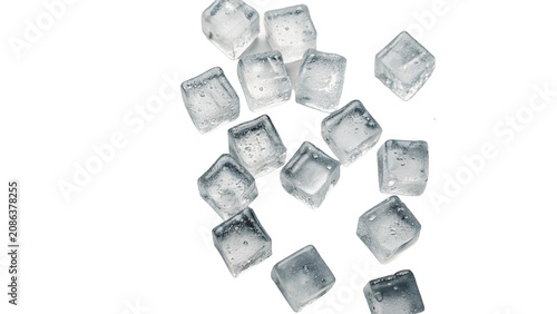 Tablou pe pânză Pile of clean clear transparent crystal ice cubes isolated on a transparent back
