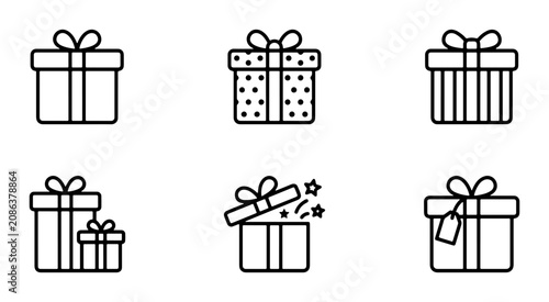 Schilderij op canvas Gift Box Icons, Present Vector Set, Celebration Surprise Symbols, Holiday Packag
