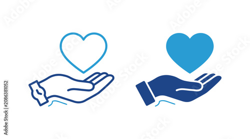 Konstfotografi Hands offering and receiving a heart symbolizing love and care