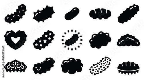 Photos Collection of black and white icons representing various types of sea cucumbers and related marine life