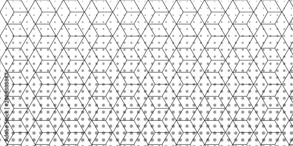 Fototapeta premium Business vector cube triangle textile polka dots pattern retro floral metallic wallpaper design.