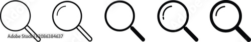Konstfotografi Magnifying Glass Icon Set with Black Outline Search Symbols Featuring Various Li