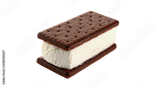Fotografie Delicious ice cream sandwich dessert with chocolate biscuits isolated on transpa