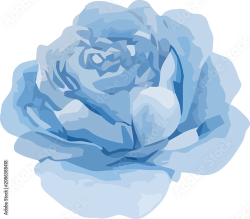 Elegant Watercolor Blue Rose Flower Illustration