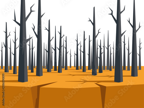 Canvas-taulu stark desolate forest landscape depicts extreme aridity and fuel buildup The com
