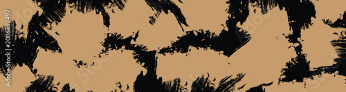 Grunge Vector Illustration of Black Palm Tree Silhouettes at Sunset in Grass with Birds Nature Ink Splash Splatter Frame Border Texture Wallpaper Design Element