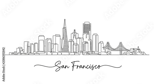 San Francisco Skyline Line Art Illustration