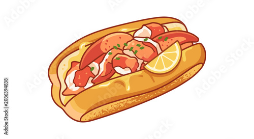 Delicious Lobster Roll Sandwich with Lemon Slice 2.