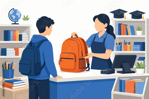 Back to school supply store scene