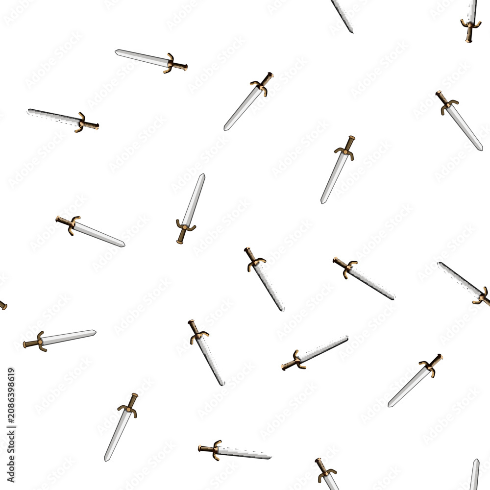 Fototapeta premium pattern old medieval sword cartoon. handle war, iron ancient, metal king old medieval sword sign vector