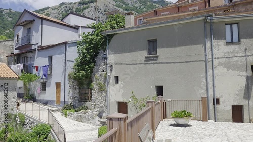 View of the old houses of Collianello, a village in the mountains of the province of Salerno, Italy.
