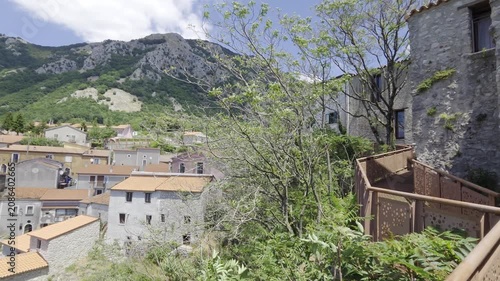 View of the old houses of Collianello, a village in the mountains of the province of Salerno, Italy.