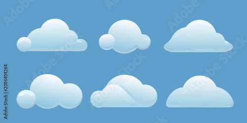 Konstfotografi Fluffy white clouds vector illustration against a blue background