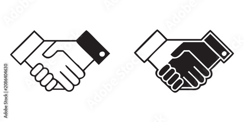 фотографія Handshake Symbols Silhouette Style On Black Background