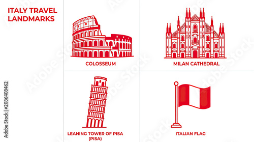 Foto Italy Travel Landmarks: Colosseum, Milan Cathedral, Leaning Tower of Pisa, Itali