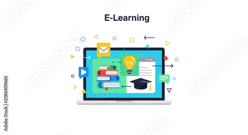 Online Learning Laptop Computer Education.