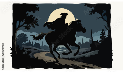 Photos Paul Revere Historical Horseback Rider Silhouette Black Vector Illustration